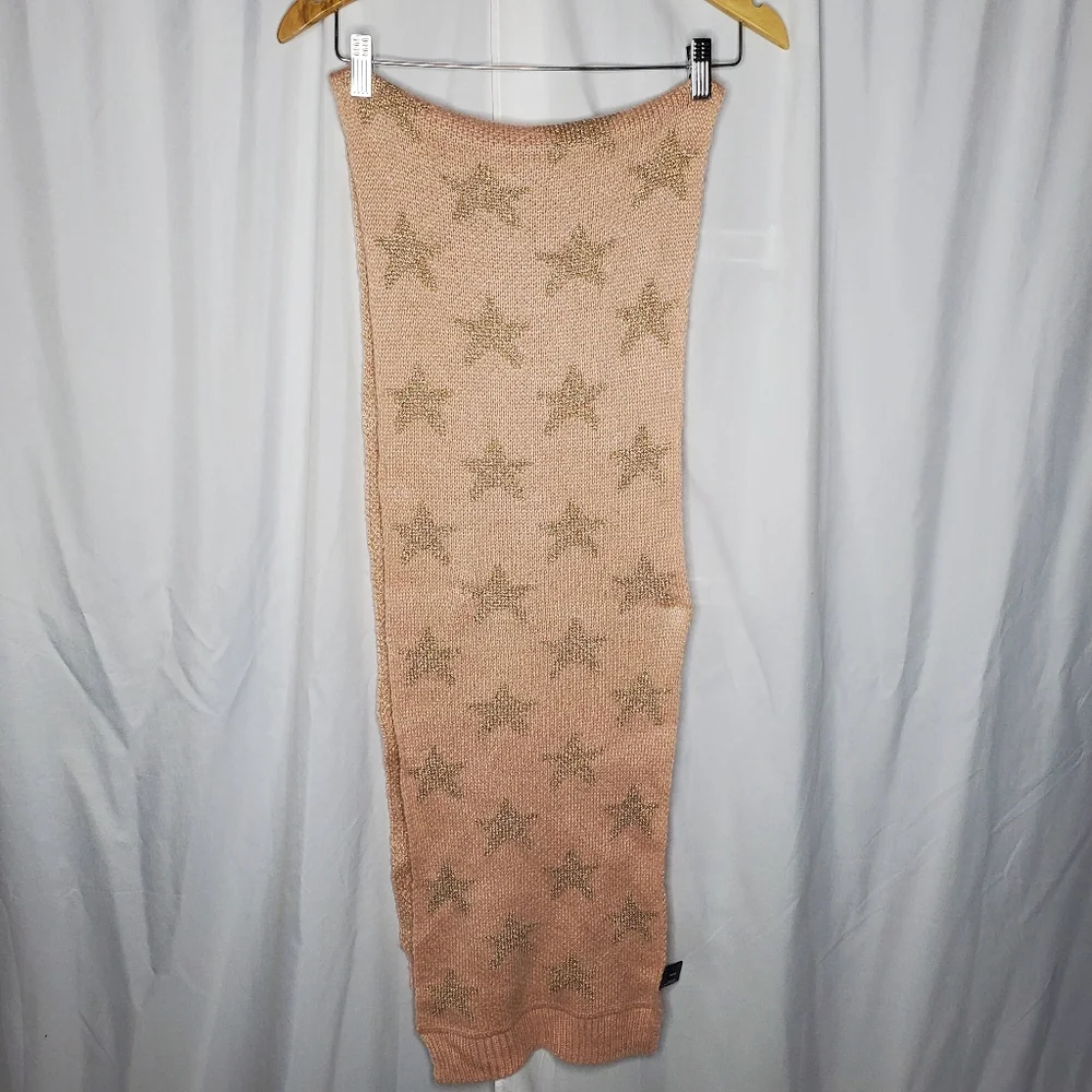 ♧ Mixit Blush Pink Knit Scarf with Rose Gold Stars One Size